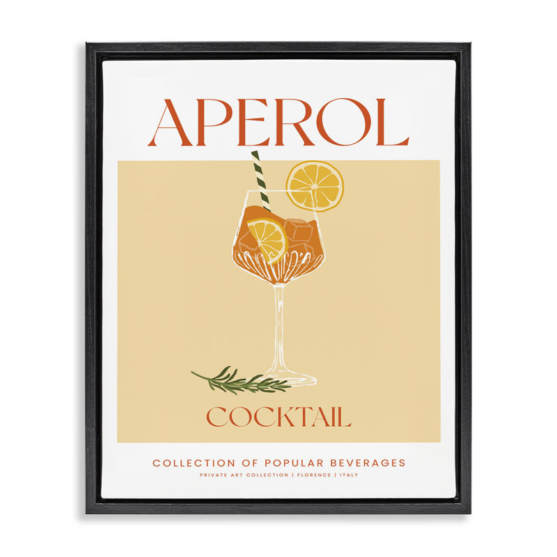 Art mural encadré Minimal Aperol Cocktail, Cadre flottant noir de jais, H 21 po x l 17 po
