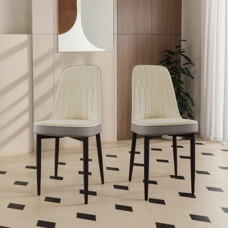 Ensemble de 2 chaises parsons rembourrées en cuir Pu, Beige