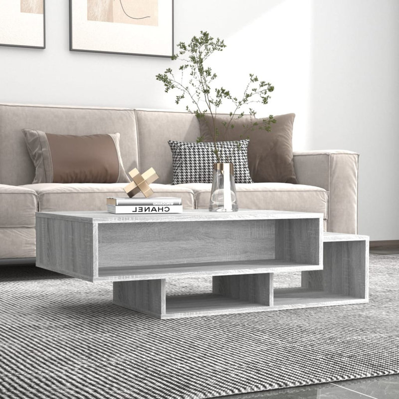Godding Pedestal Coffee Table with Storage, Grey Sonoma
