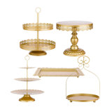 Gold 5Pcs Cake Stands Set Metal Round Cupcake Holder Cookies Dessert Display Plate