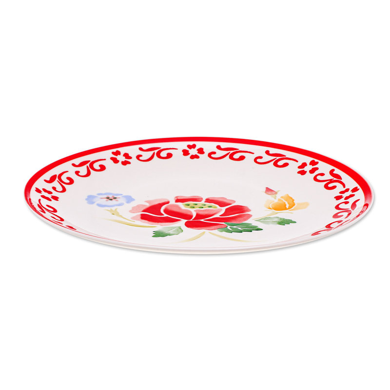 Handmade Earthenware Dinner Plate, Red