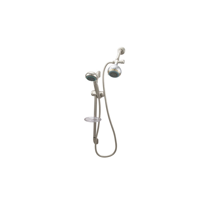 Pomme de douche double professionnel, Nickel brossé