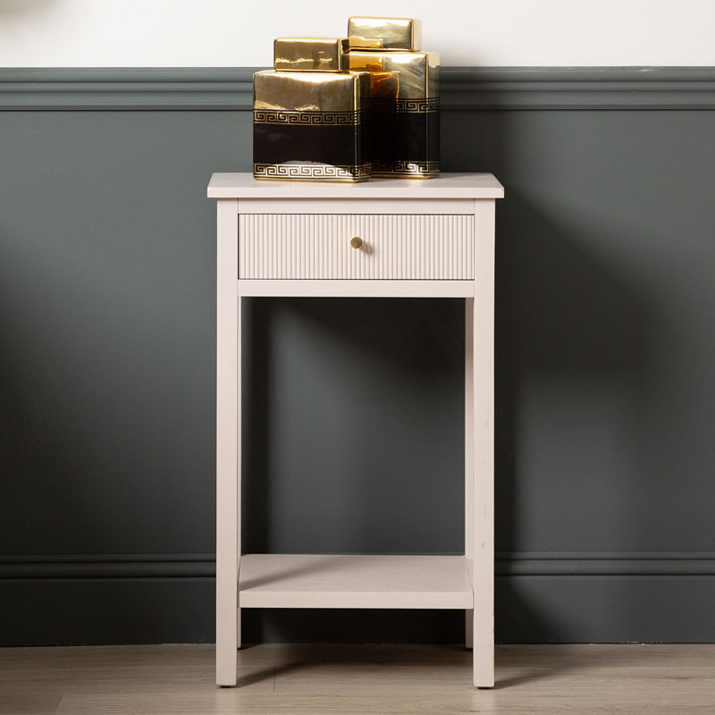 Flovilla 76cm Sofa Table, 1 Drawer Wooden Bedside End Table with Shelf Storage, Grey