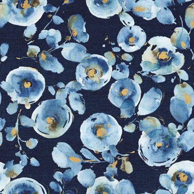 " Indigold Flower Toss Indigo " Watercolor Painting