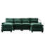 Chenille en forme de U de 106 po pour le salon, canapé-lit à 4 places avec et coussins, doux et chenille, bois massif, ports de charge, espace modulaire avec repose-pieds mobile, canapé-lit, tissu, structure en bois,-747340160