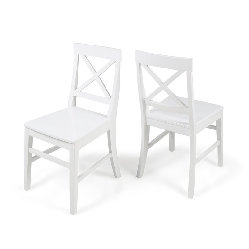 Gelacio Solid Wood Cross Back Side Chair, White
