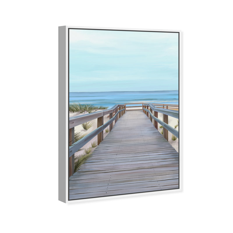 Plage avec vue - reproduction sur toile, Toile blanche encadrée, H 45 po x l 30 po