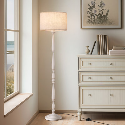62" Traditional Floor Lamp with Remote and Dimmable Bulb