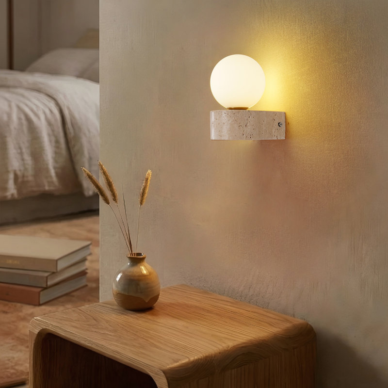 1-Light Stone Wall Sconce Hallway Wall Light Fixtures Small Wall Sconce