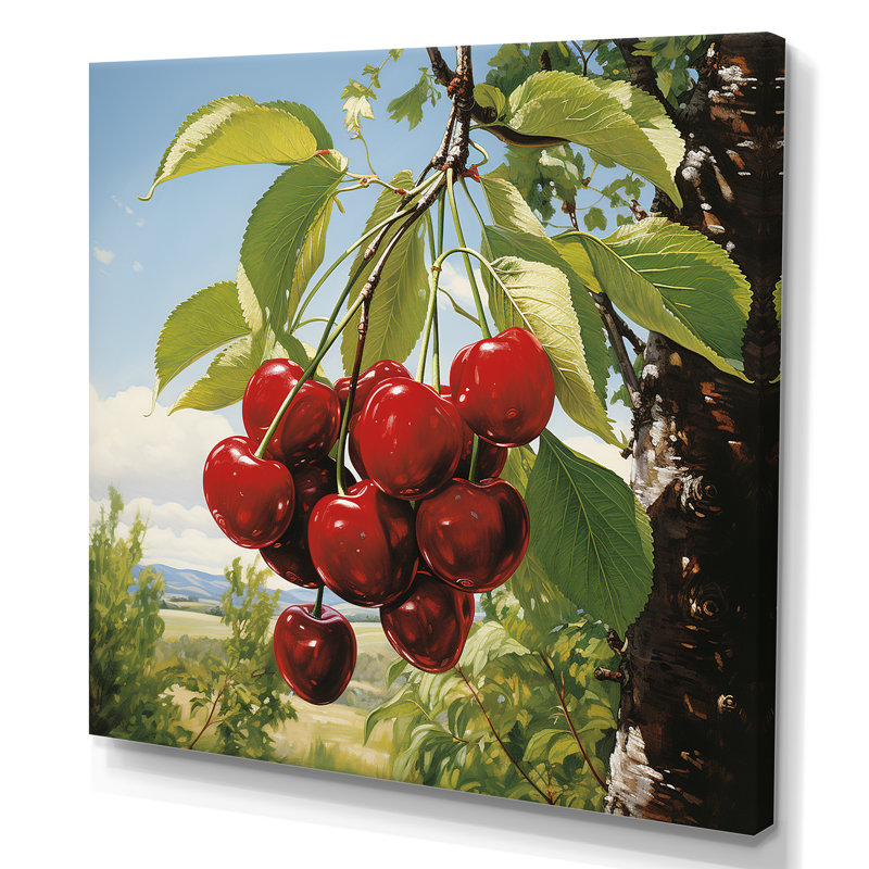 Red Cherry Tree Explosion 4 - Cherry Wall Art, 36" H x 36" W x 1.5" D, Wrapped Canvas