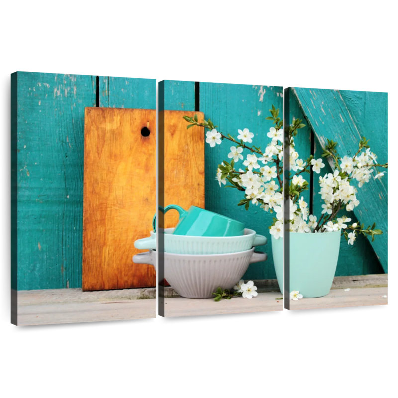 Senne Turquoise Bowls And Vase, 48" H x 74" W