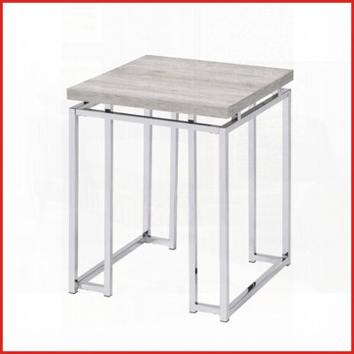 Modern Natural Oak &amp; Chrome Coffee Table with Metal Sled Base – Spacious Surface for Living Room