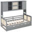 Lit de jour gris simple en bois avec lit gigogne et tablette de rangement pratique-2039027283
