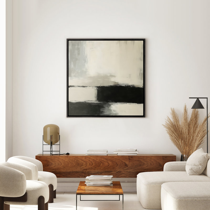 Art mural encadré abstrait rétro antique classique pour chambre à coucher, Noir, H 16 po x l 16 po