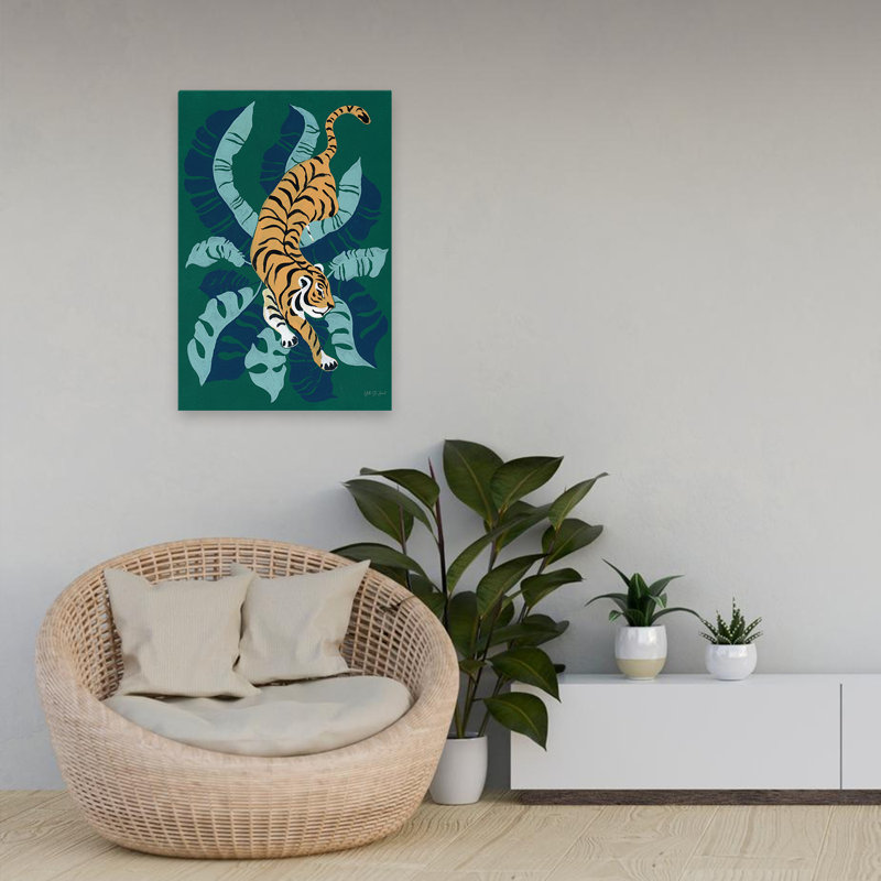 Tigre rôdant contemporain et BCBG, H 24 po x l 16 po