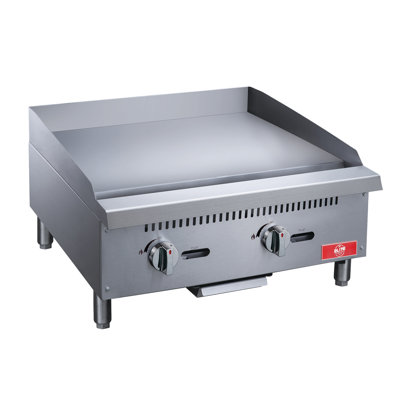 24 in. W 2 Burner Commercial Griddle with 60,000 BTU, Stainless Steel