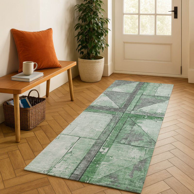 Premium Machine Washable Medena AMF1876 Geometric Rug, Runner 2'3" x 7'6"