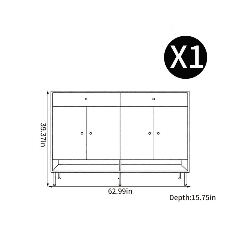 Strauser, 39.37" H x 62.99" W x 15.75" D, Cream/Green