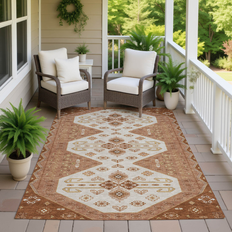 Tapis lavable à la machine intérieur / extérieur ACN2565, Paprika, 9 pi x 12 pi