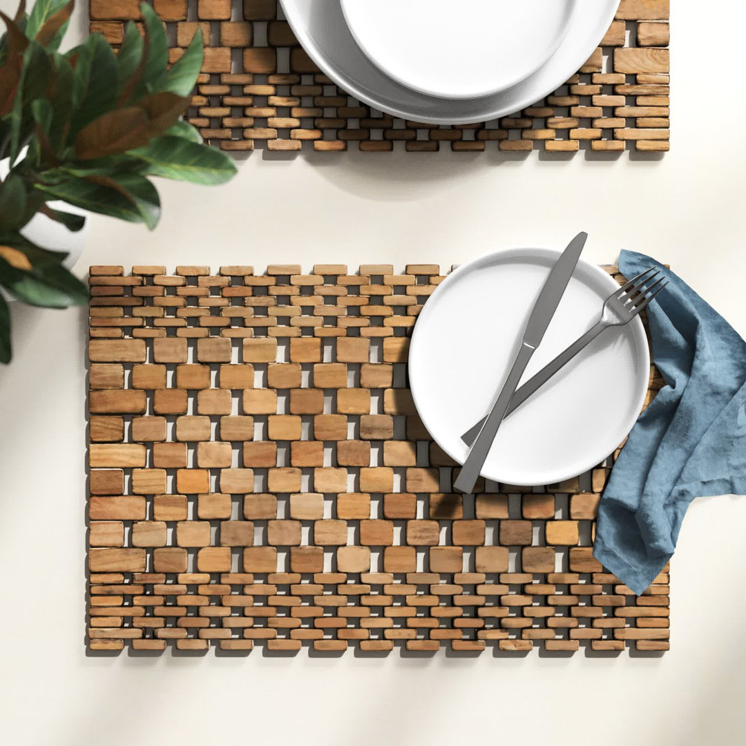 Solace Geometric Rectangle Placemat (Set of 2) Birch Lane™ Color: Teak