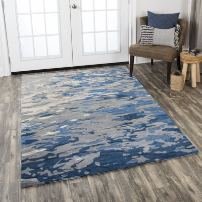 Tapis bleu en laine touffeté à la main Stephenson