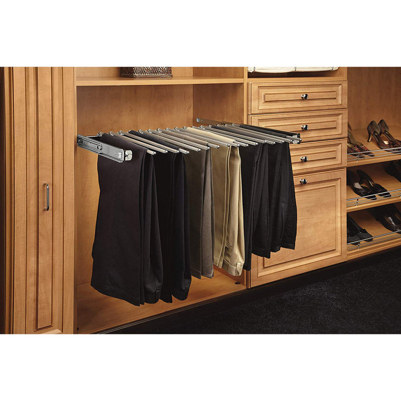 Chrome Portable Wire Closet Pullout Pants Rack