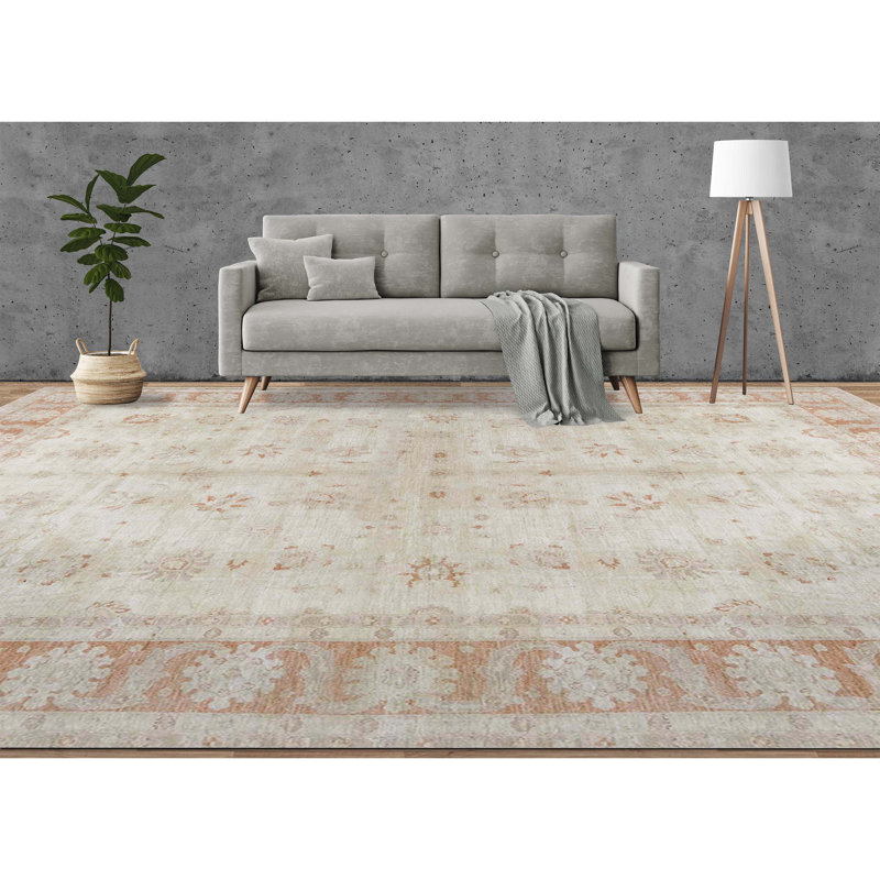 Ziegler Wool Oriental Area Rug in Beige/Rust