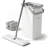 JOYMOOP Flat Squeeze Mop and Bucket Set, with 50" Mop Handle and 4 Grey Microfiber Pads