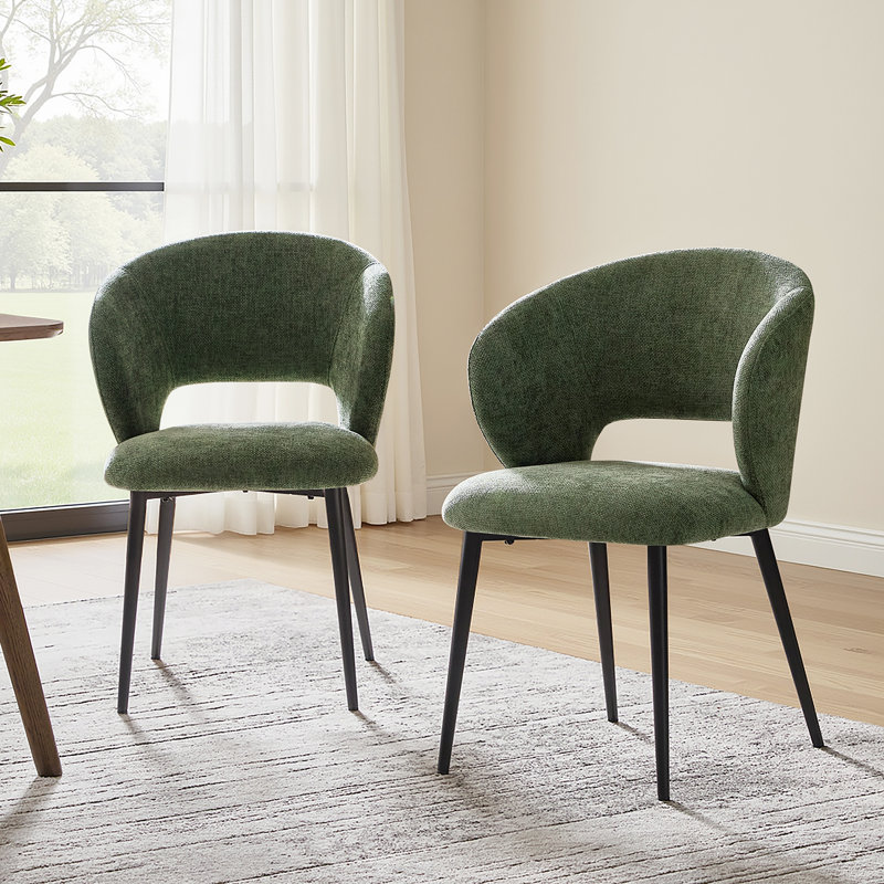 Chaise de salle à manger moderne Angel avec pieds en métal, Vert
