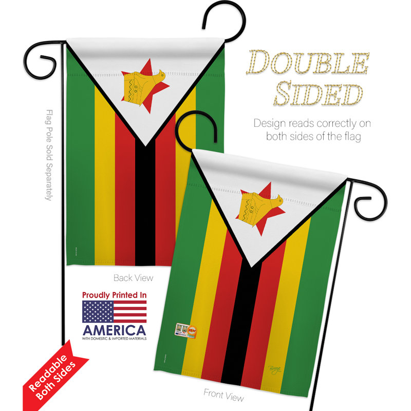 Ensemble de drapeaux décoratifs en polyester 2 faces 19 x 13 po 2 pièces zimbabwe impressions