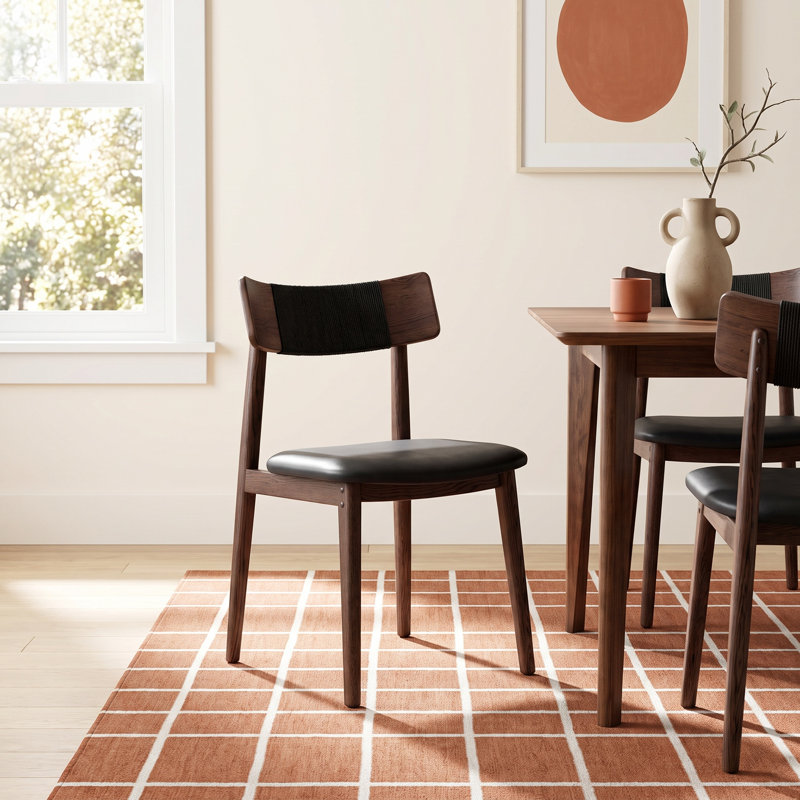 Sakina Leather Low Back Side Chair, Black, Brown