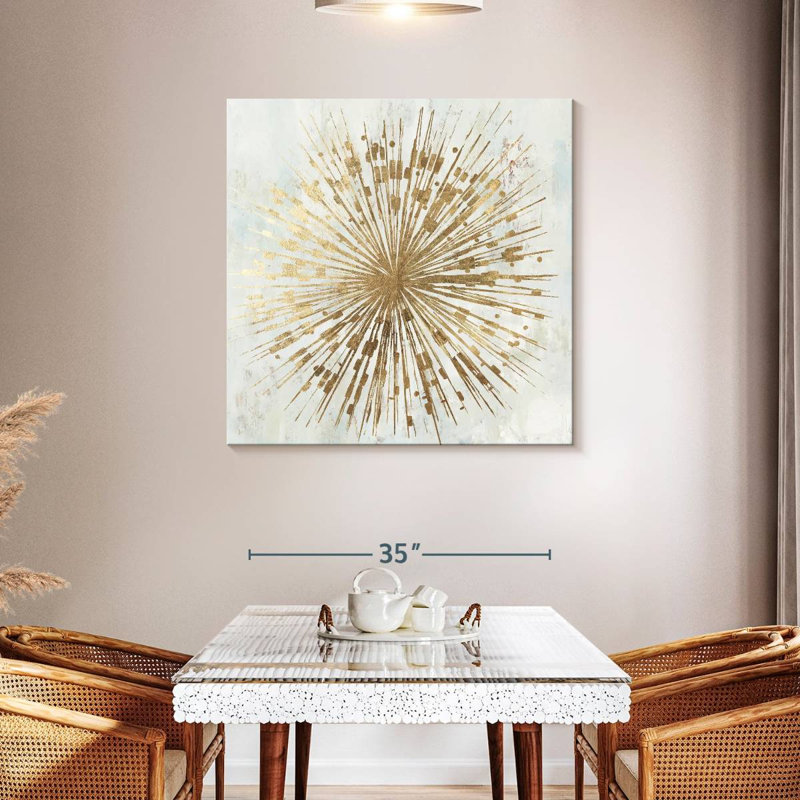 Étoile dorée sur toile, H 39 po x l 39 po