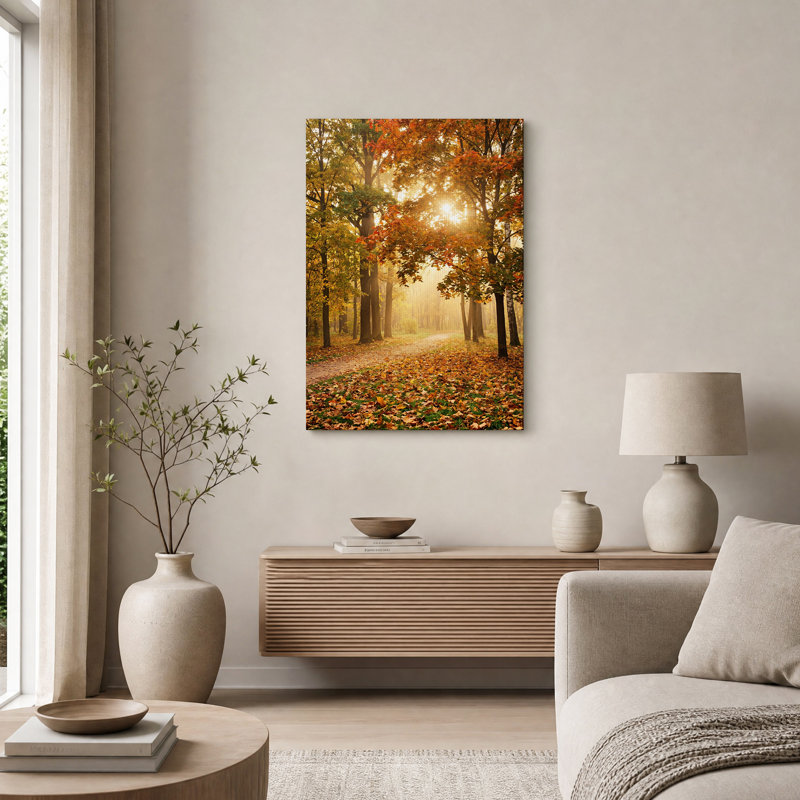 Art mural sur toile Sunlit Autumn Forest, H 24 po x l 18 po