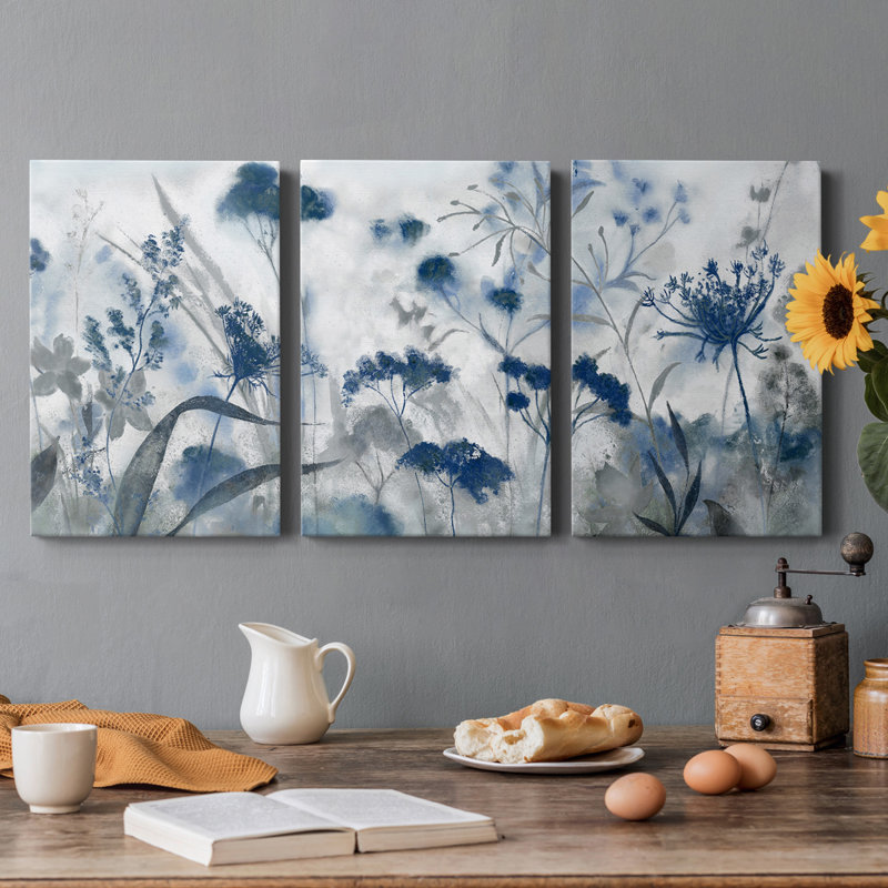 " Inky Indigo " 3 - Pieces, 60" H x 120" W x 1" D