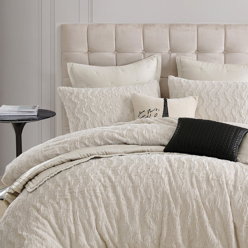 Heavenly Faux Fur King Duvet Set Ivory, King