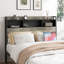 Structure de lit double, structure de lit plateforme en bois, avec rangement et 2 tablettes, sans bruit-1105501758