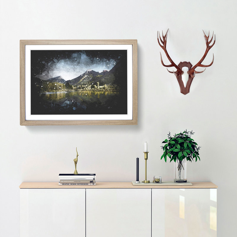 Alpine Lake in Colorado - Picture Frame Graphic Art Print, Oak Framed, 33cm H x 45cm W x 2cm D