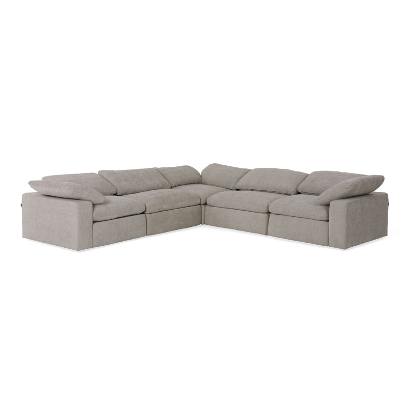 Corinth Upholstered Power Reclining L-Shaped Sectional Symmetrical, Gray 100% Polyester