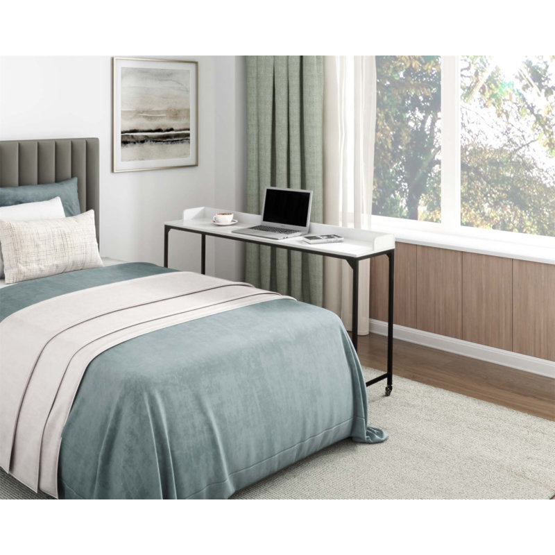 Bureau à hauteur réglable au-dessus du lit avec roulettes, parfait pour les ordinateurs portables et le petit déjeuner au lit, conception peu encombrante