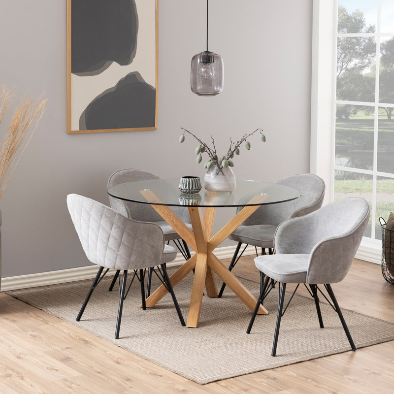 Heaven Round Dining Table with Glass, Brown