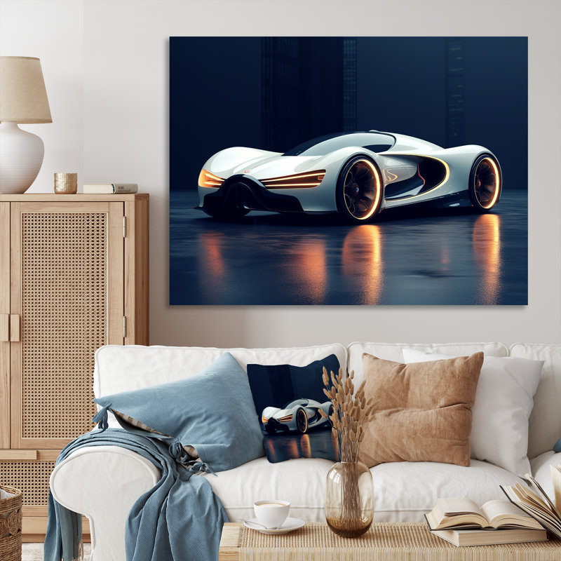 Futuristic Bugatti Sports Car I - Cars Race Car Wall Art, 24" H x 32" W x 1" D, Wrapped Canvas