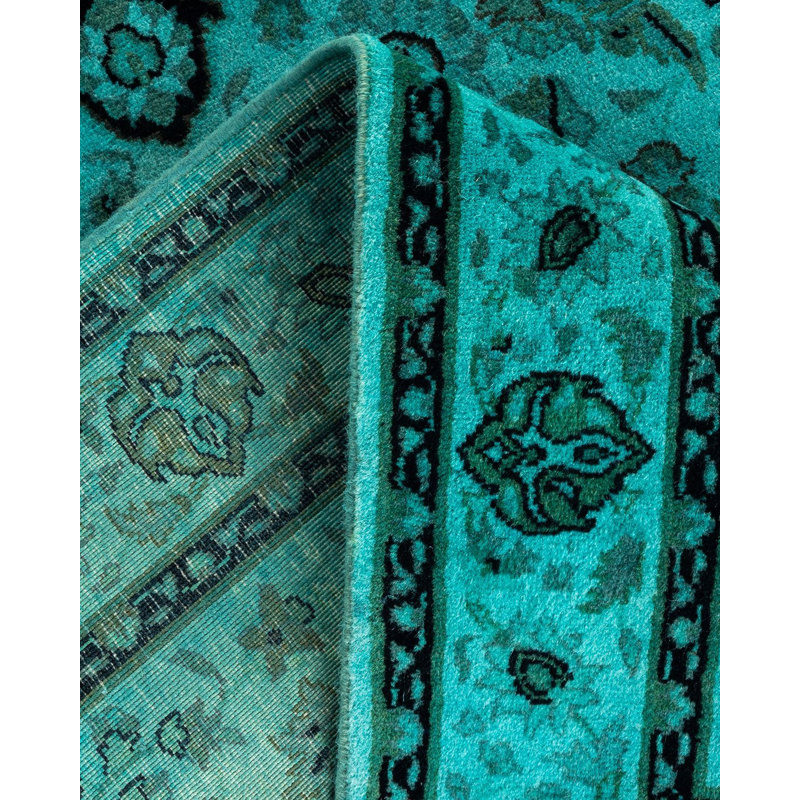Tapis bleu noué à la main Mazarine, unique en son genre - bleu