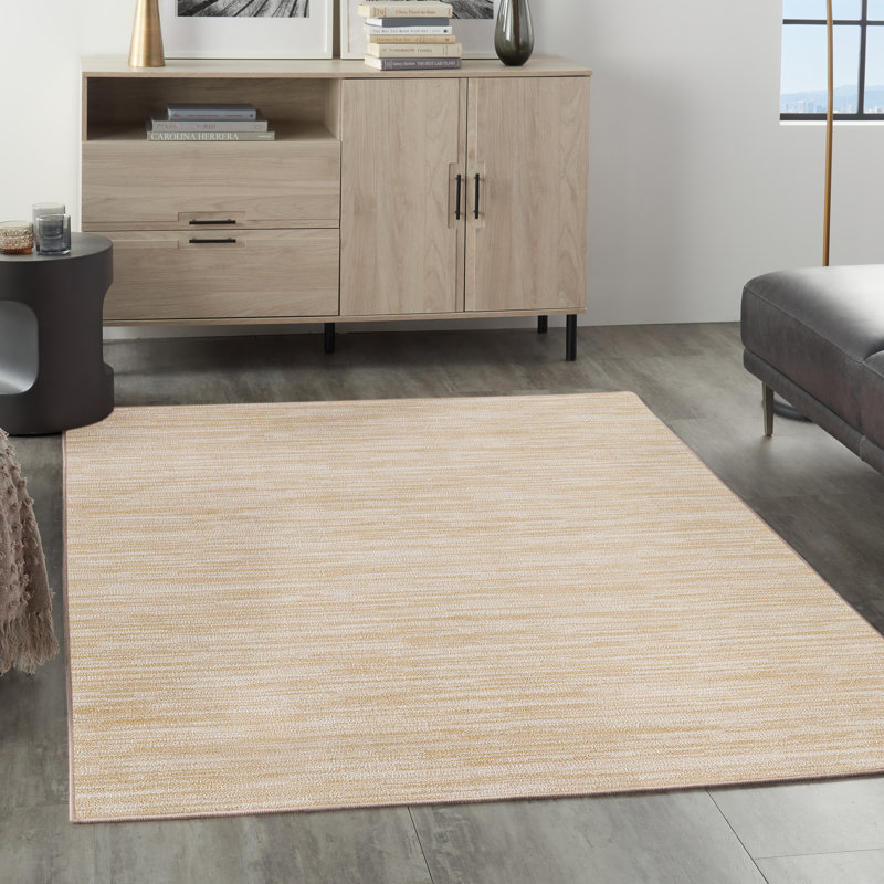 Nourison Essentials Ivory/Gold Indoor/Outdoor Area Rug, Rectangle 5' x 7'