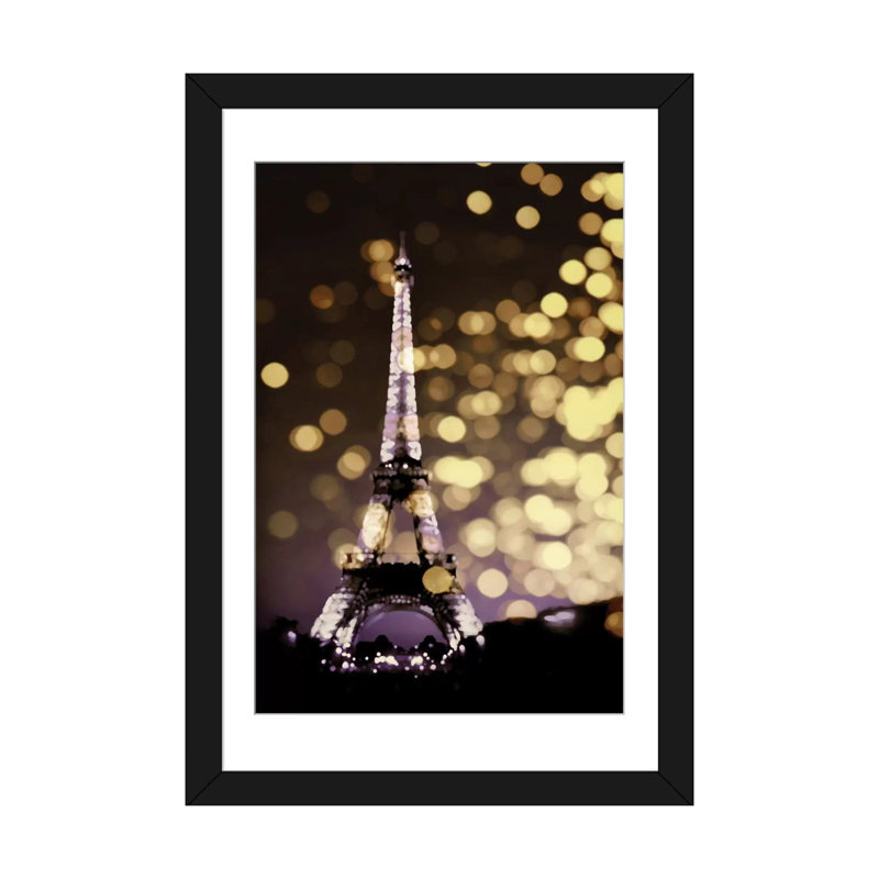 « icon-paris », impression sur toile, H 32 po x l 24 po x P 1 po, Papier d'art encadré noir, Blanc