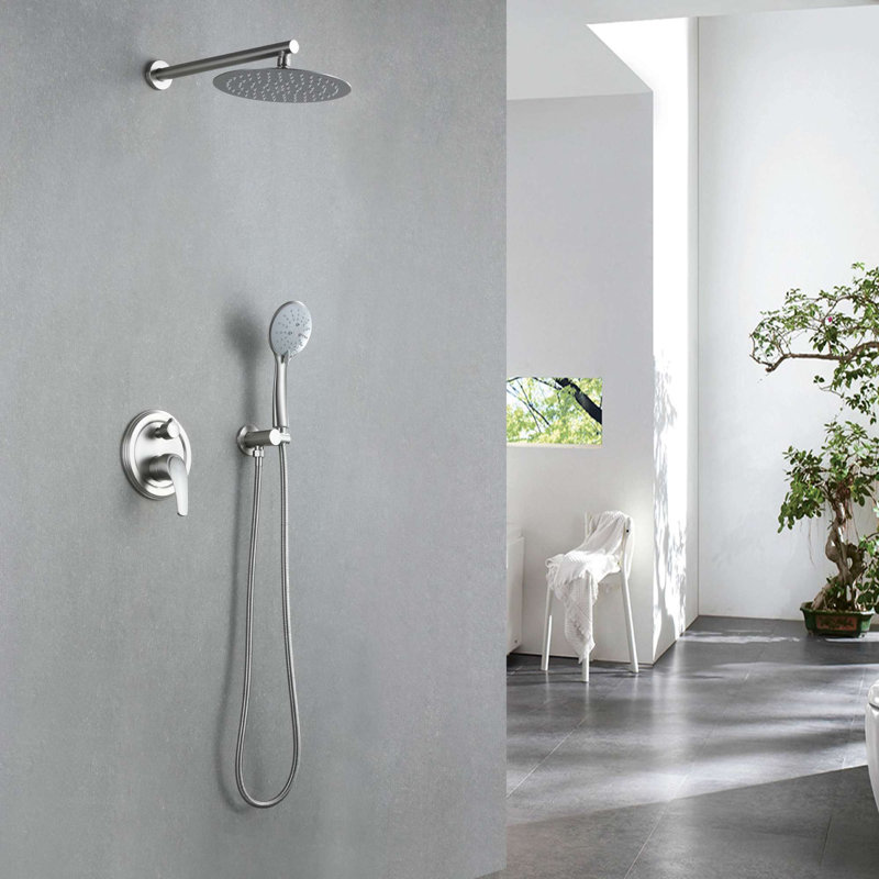 Système de douche complet avec valve brute, Nickel brossé