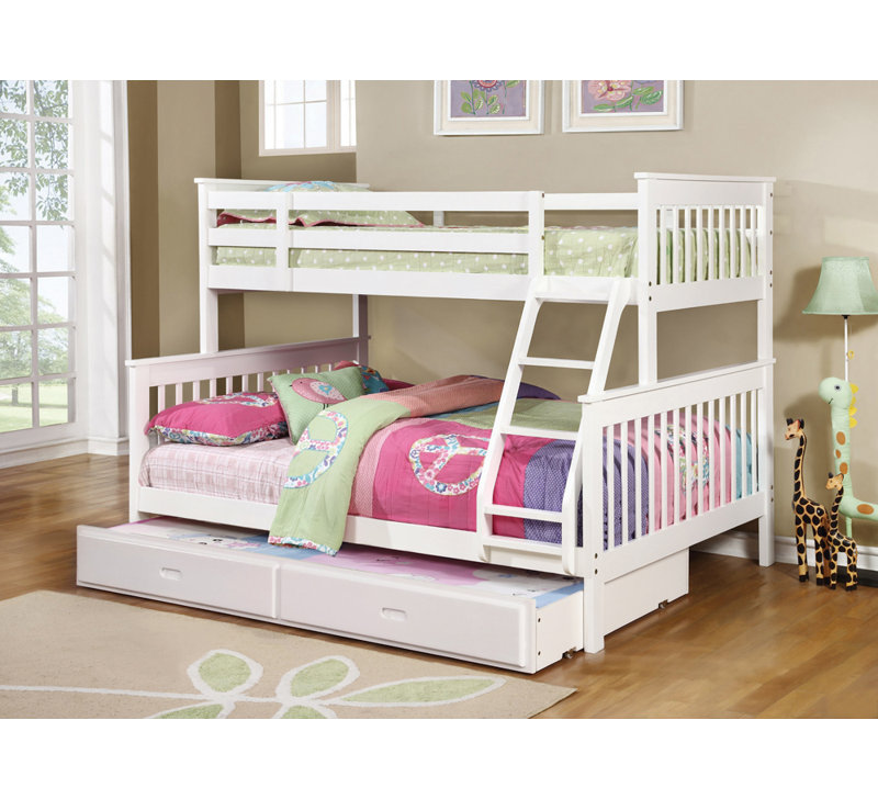 Lit superposé simple en bois Jeannin, Simple sur simple, White