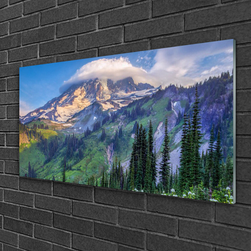 Landscape Mountain Forest - No Frame Print on Glass