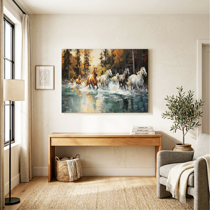 Art mural chevaux qui courent, 18*12 inch (45*30*2cm)
