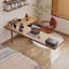 Bureau en coin brun en bois massif en forme de L-108349347-108349344