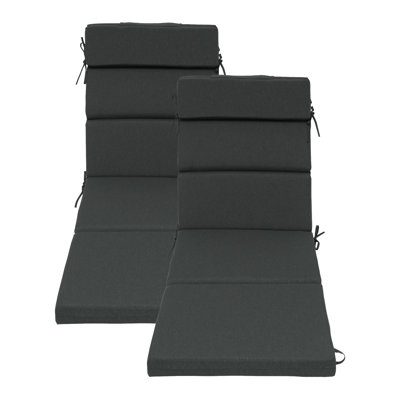Ensemble de 2 coussins pour chaise longue d'extérieur avec oreiller - 53 x 183 x 7 cm - Noir anthracite
